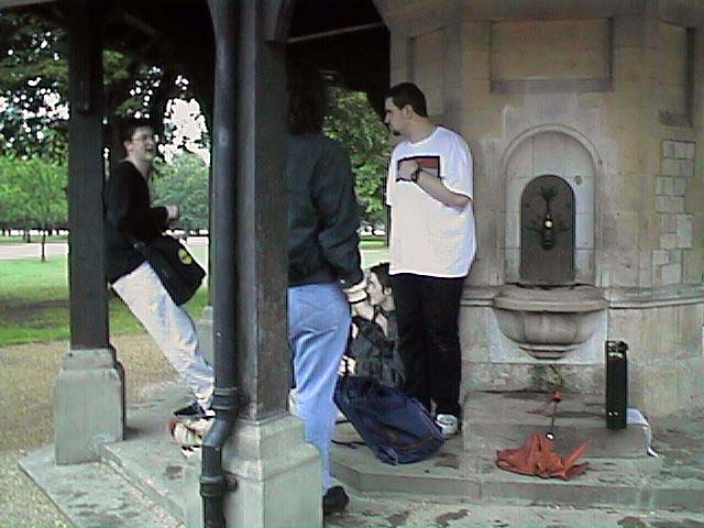Sat in a drinking fountain...